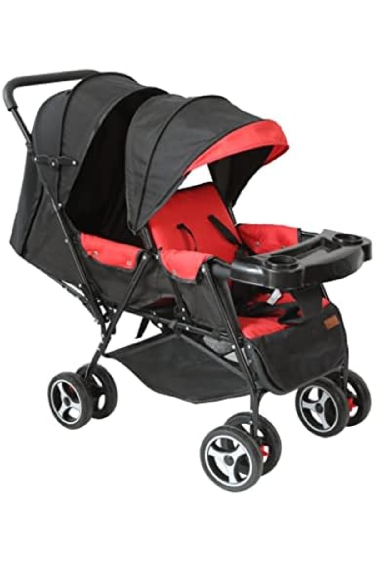 MOON Magnum Tandem Easy Fold Twin Travel Stroller,Fire Red