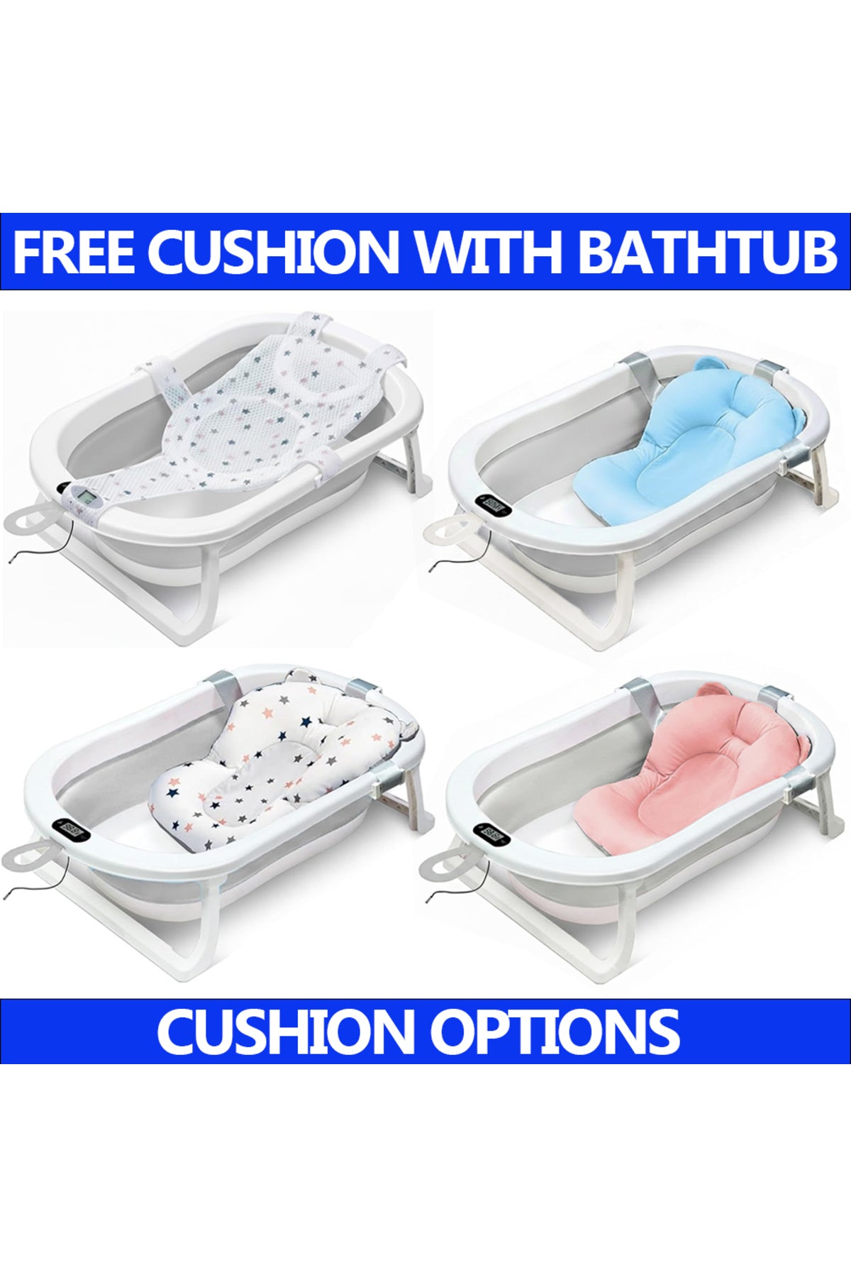 Star Babies - Baby Foldable Bathtub With Thermometer & Bathmat Set - Grey