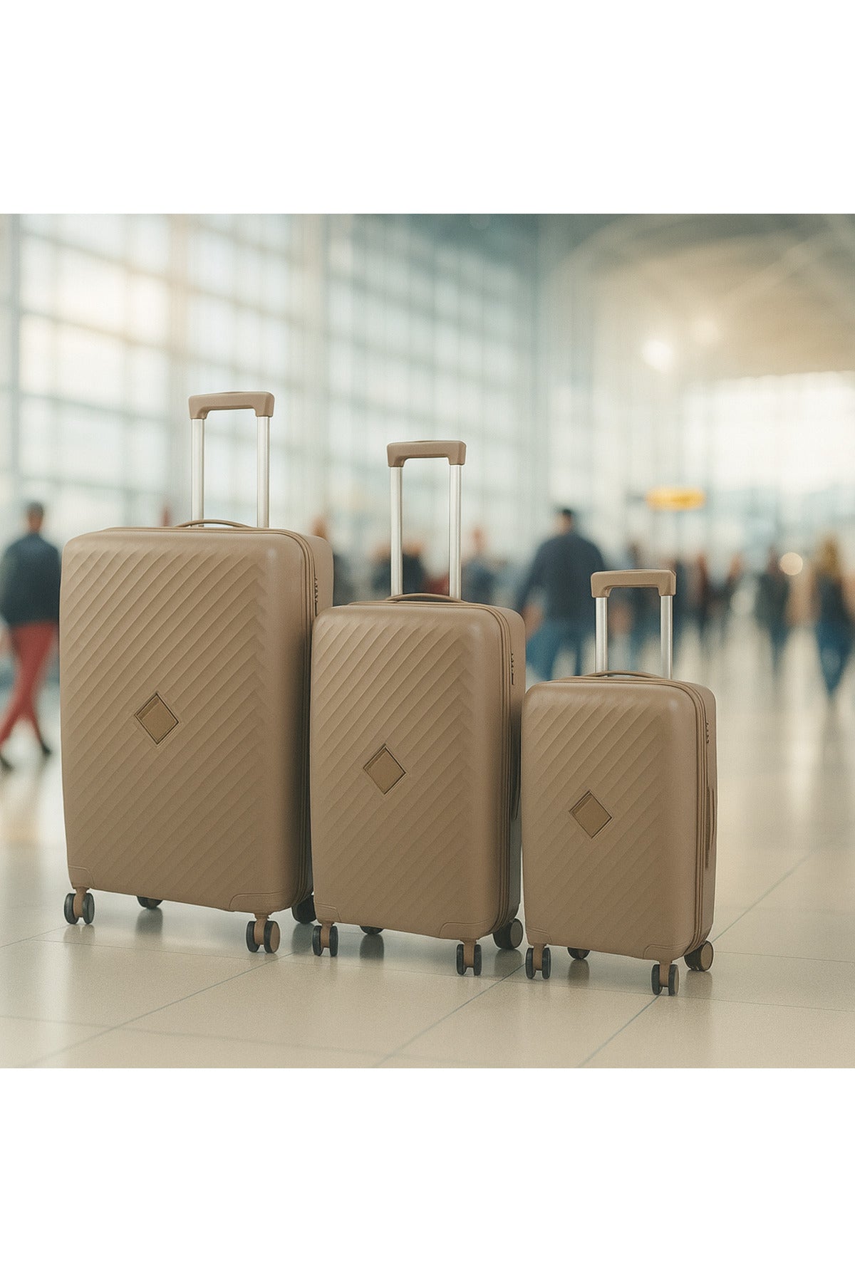 ELITE 3-Piece Hard-Shell Luggage Set (20/24/28) – Lightweight Spinner Suitcase – Beige Gold