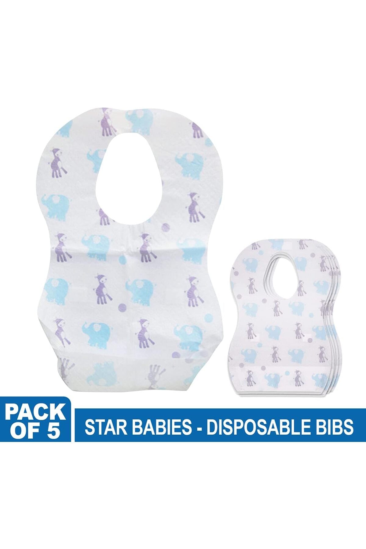 Star Babies Disposable Bibs Pack of 5 - Elephant