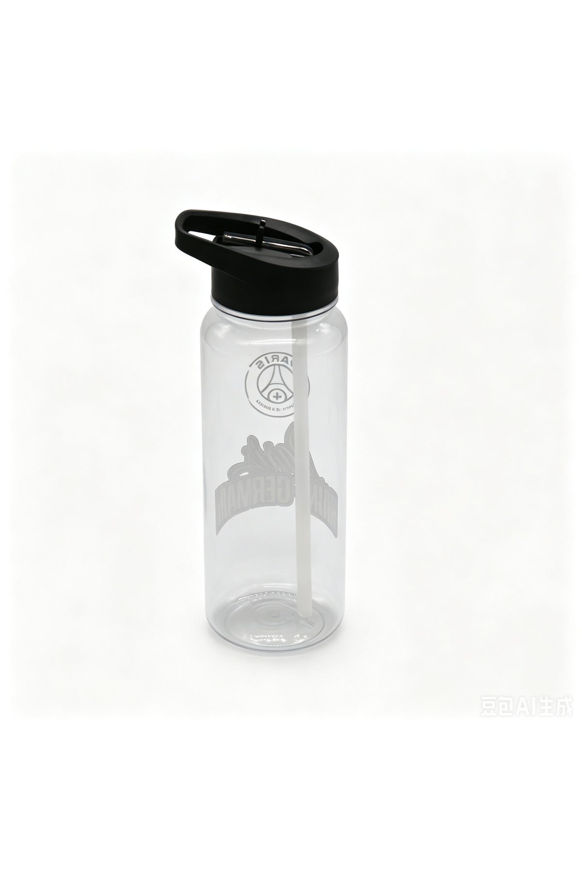 Paris Saint Germain Plastic Water Bottle 600ml with Straw Lid, PSG Football Leakproof School Bottle for Boys, Teens & Kids, Reusable Sports Bottle for Gym, Travel & Outdoor Use (Green & Black)
