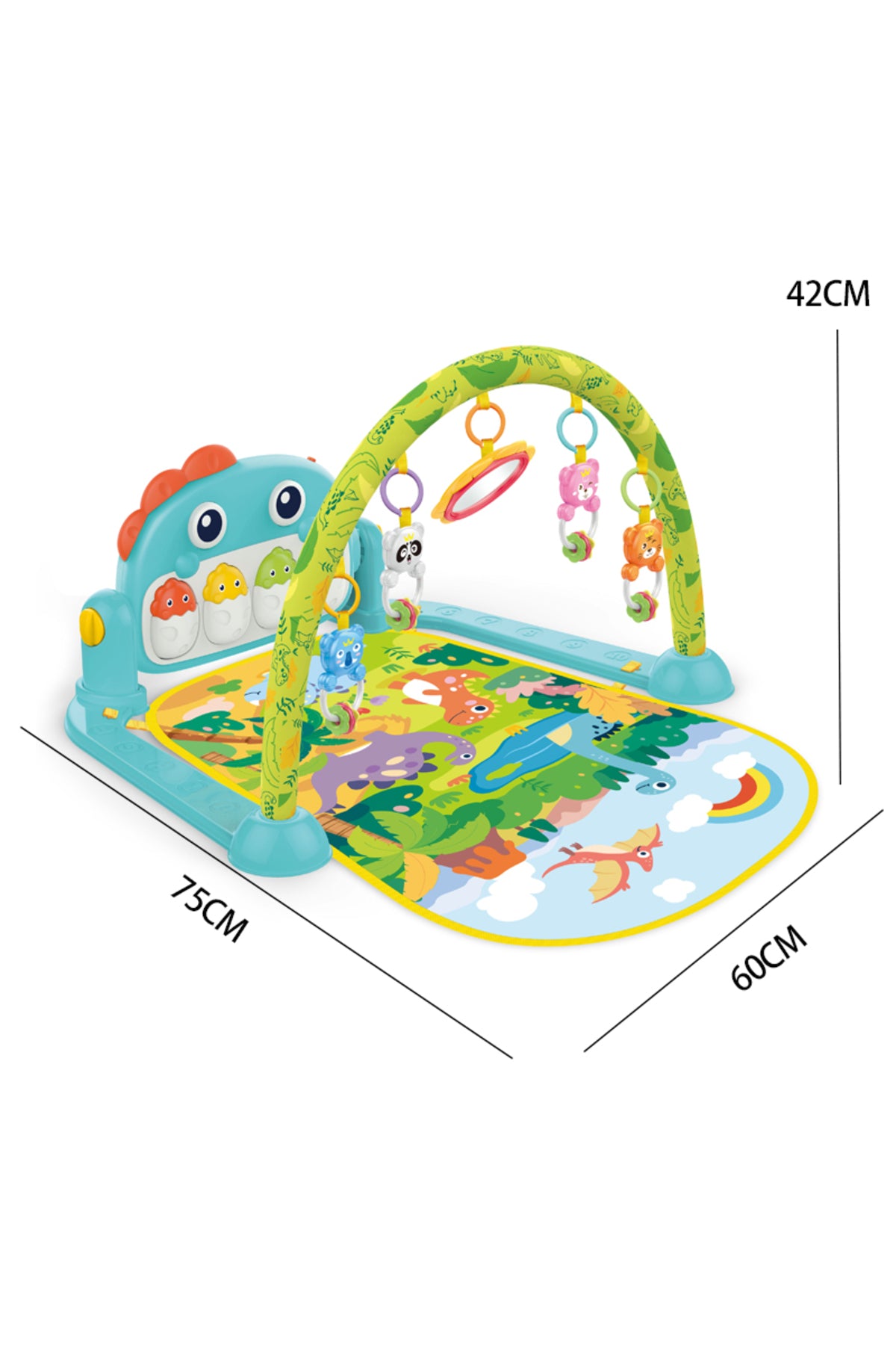 Kikibebe Dinosaur Pedal Piano With Music Mode – Cute Animal Pendants & Cartoon Forest Scene Pads – Blue