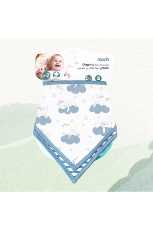 MOON Organic Muslin Bibs. ( PK -2)-Bunny & blue stripes