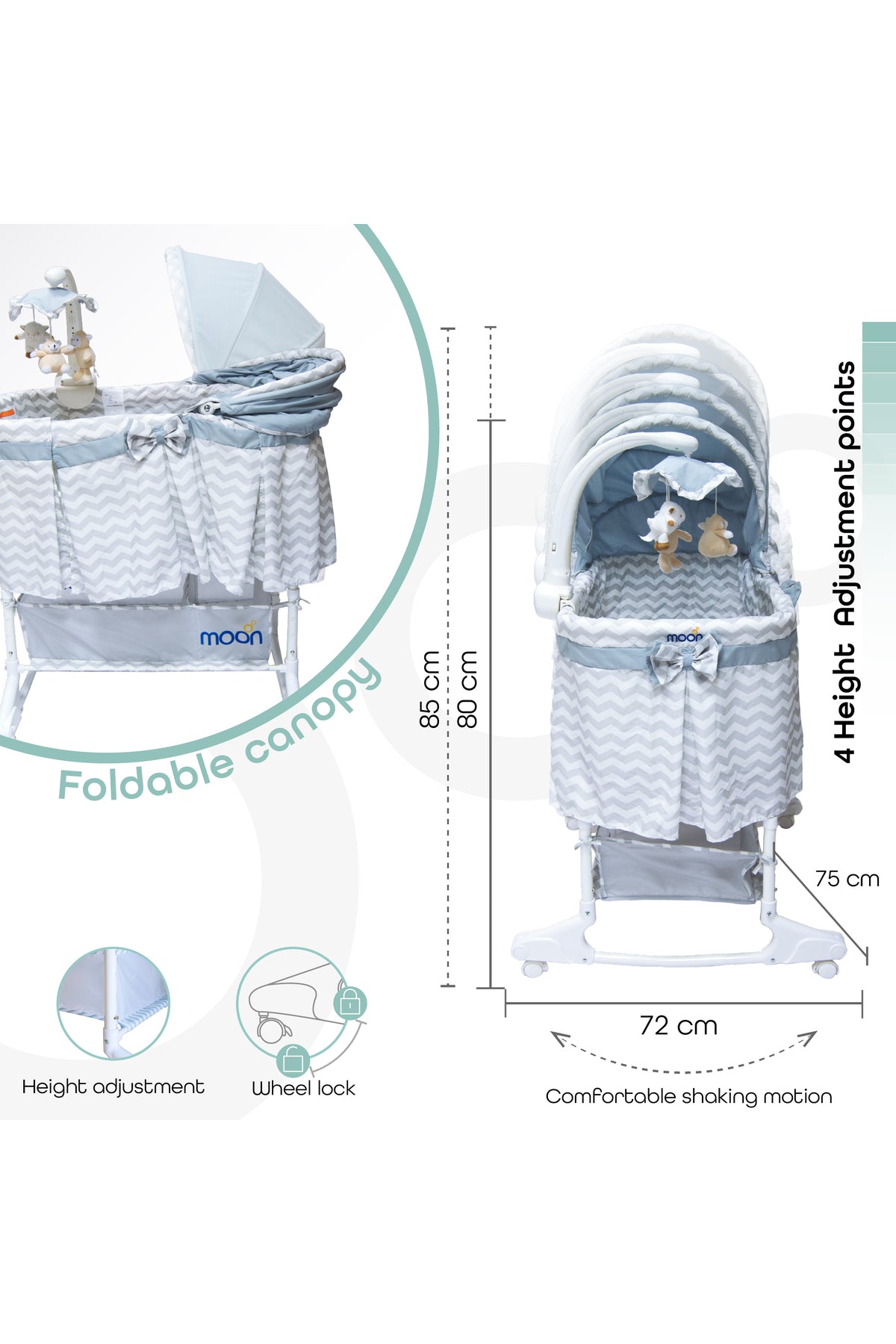 MOON Soffy - 4 in 1 convertible cradle - Grey