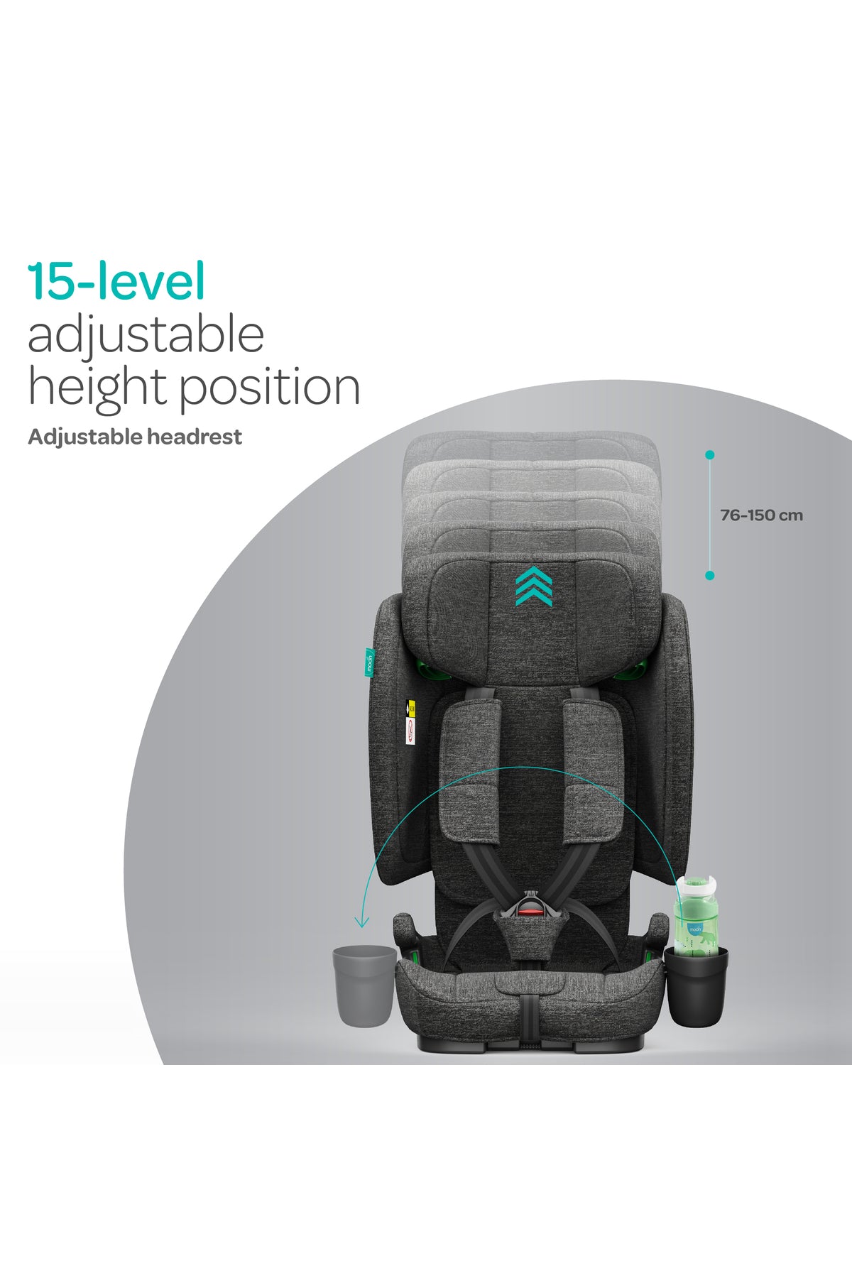 MOON Folda Plus ECE R129 i-Size Foldable  Car Seat -Dark Grey