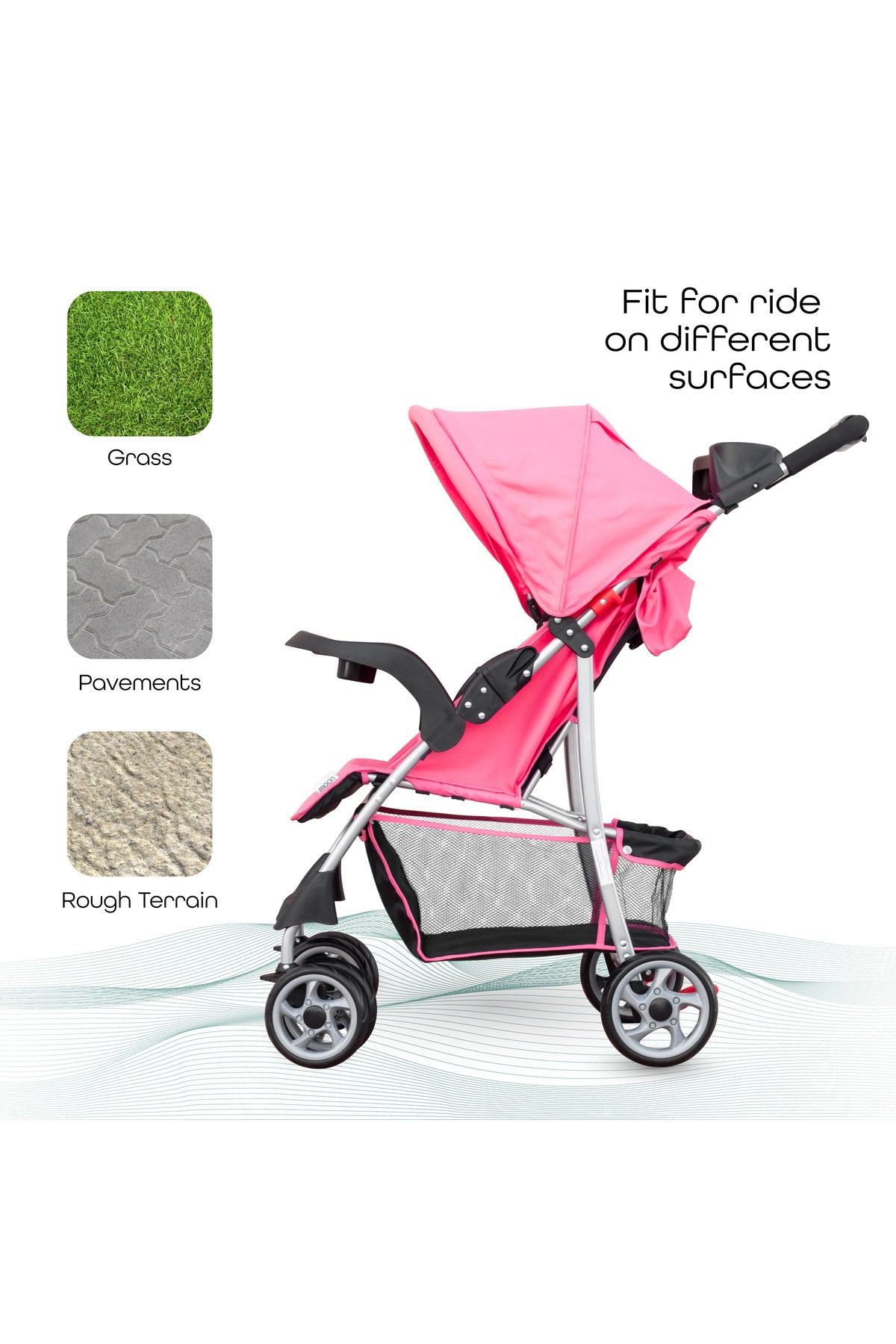 MOON Trek - One Fold Stroller - Pink