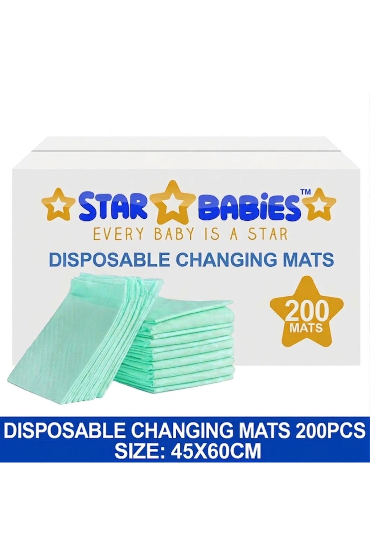 Star Babies Disposable Changing Mats  45x60cm- Pack of 200 -Green