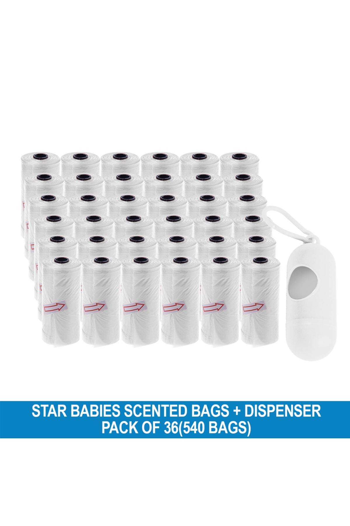 Star Babies - Disposable Scented Nappy Bag With Dispenser - White - Pack of 36 - 540pcs