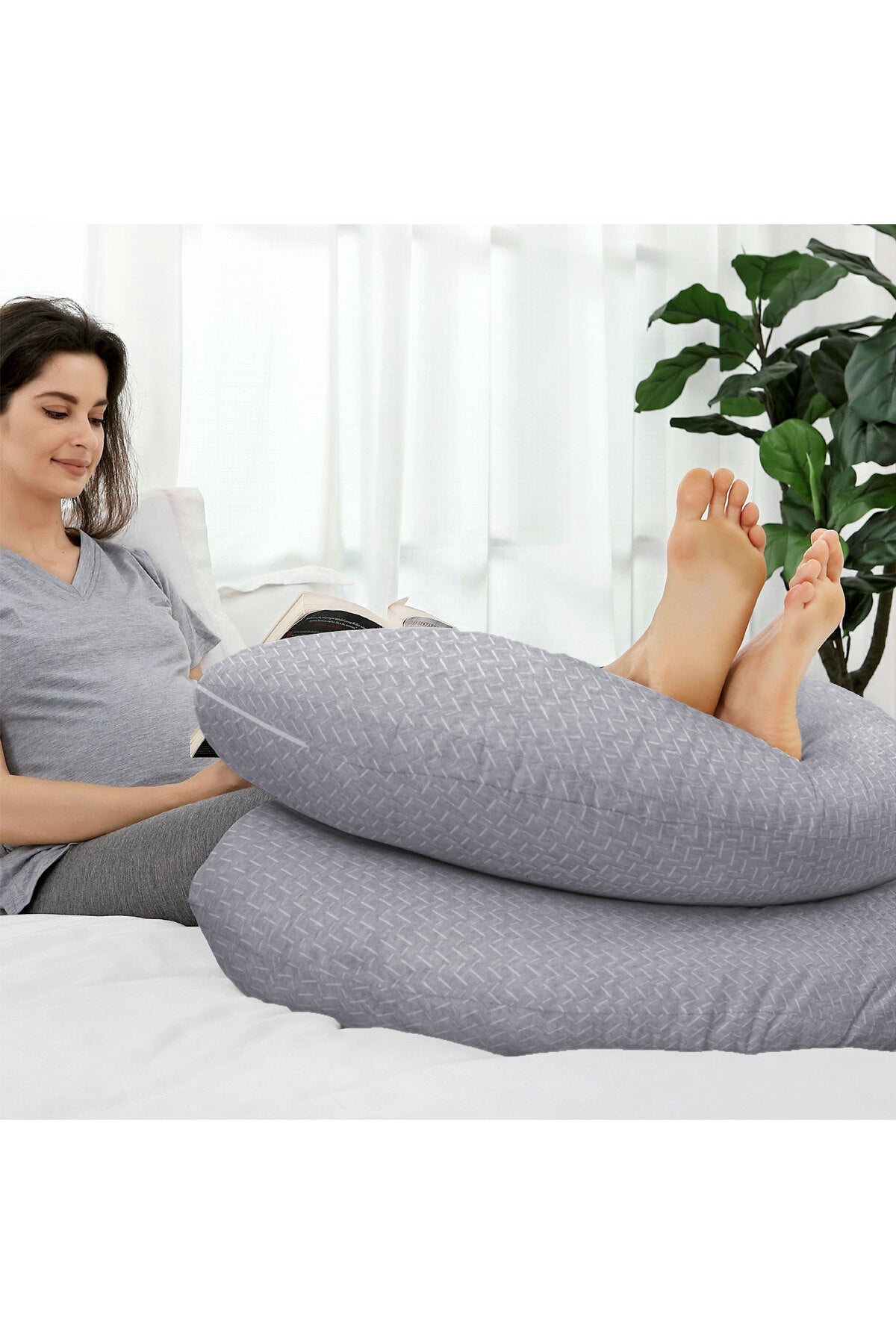 MOON Bamboo Maternity Pillow- Grey