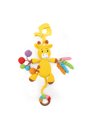 MOON Handcrafted Crochet  Toy with Ring & Clip Hanger-Giraffe