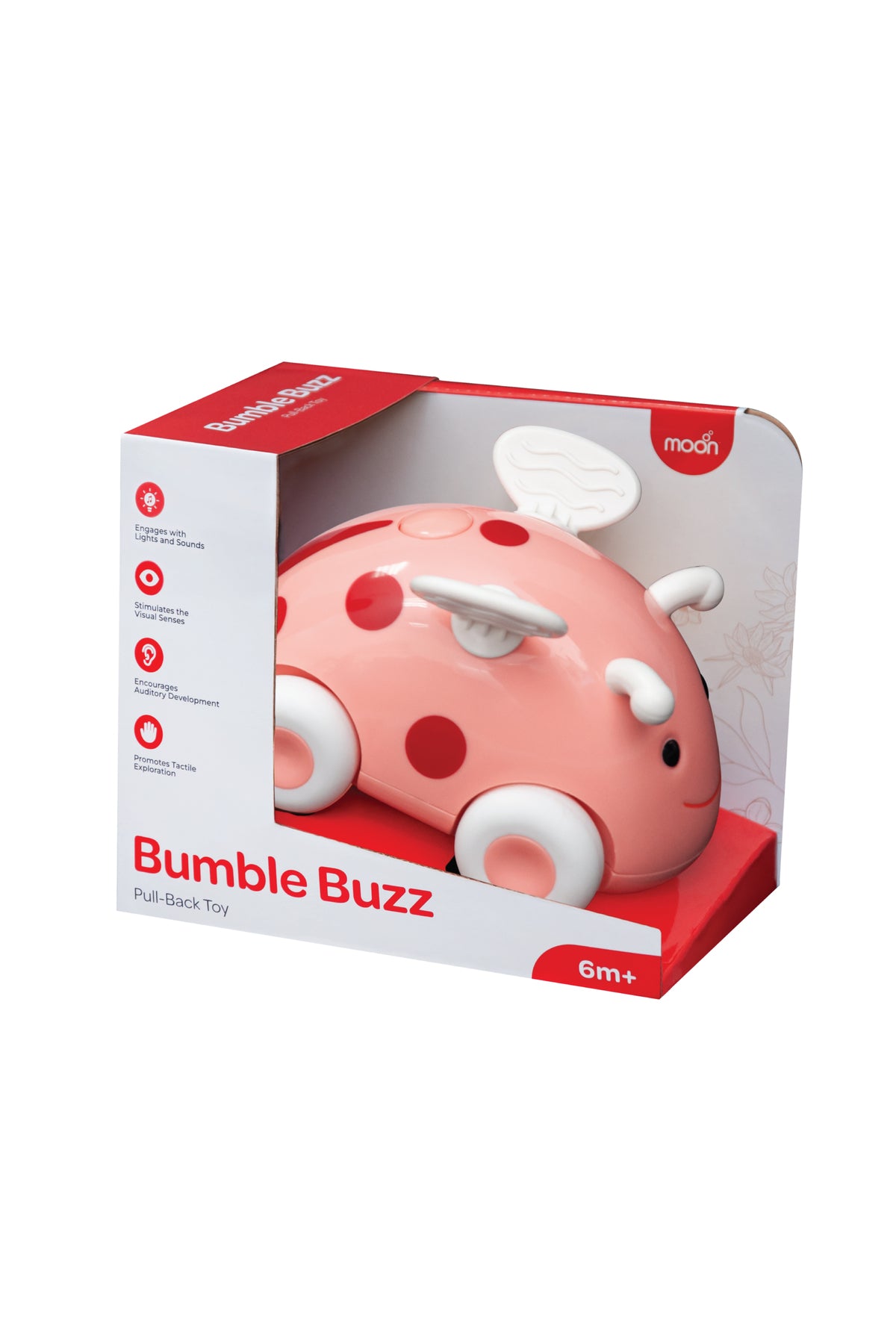 MOON Bumble Buzz Pull back toy with lights and music for 6M+ - Boys and Girls -Ladybird
