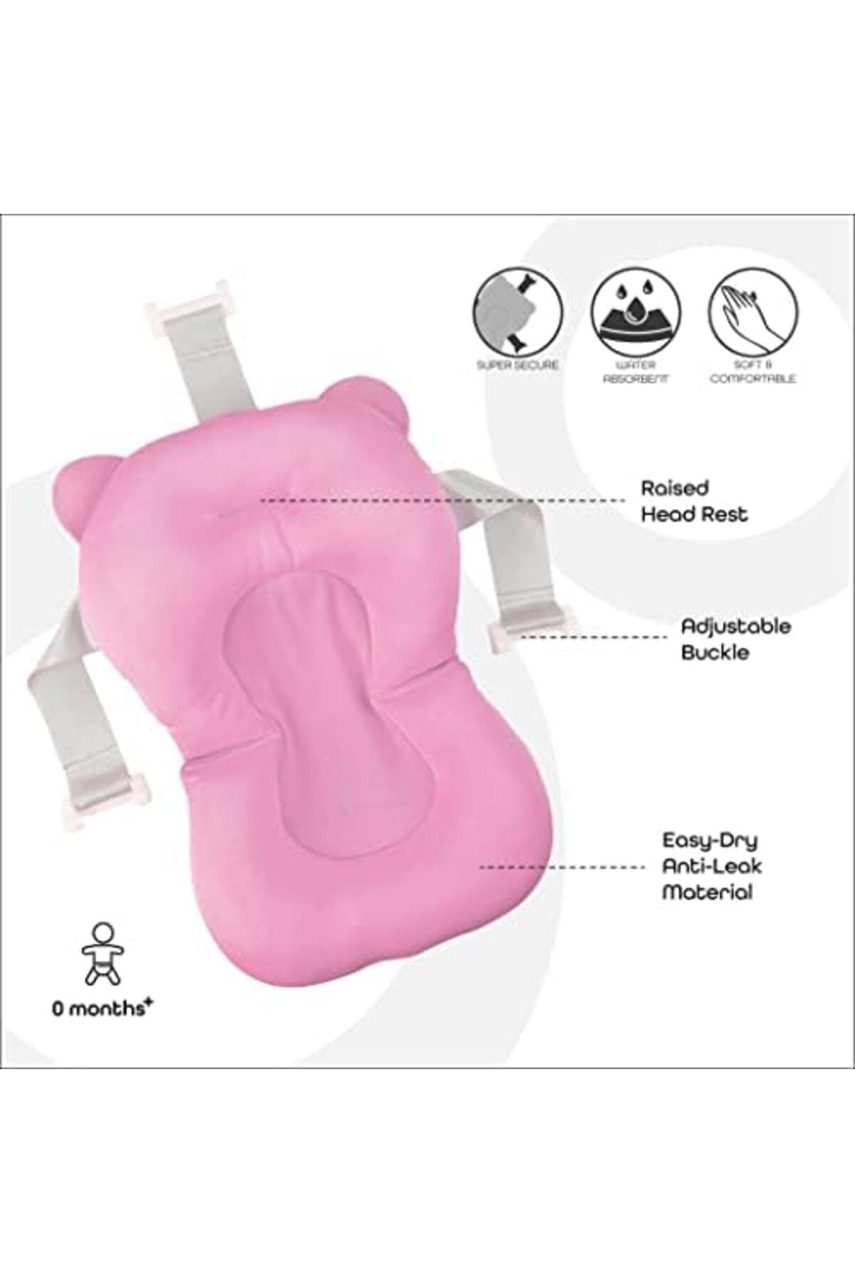 MOON Anti-Slip Baby Bath Pad - Pink