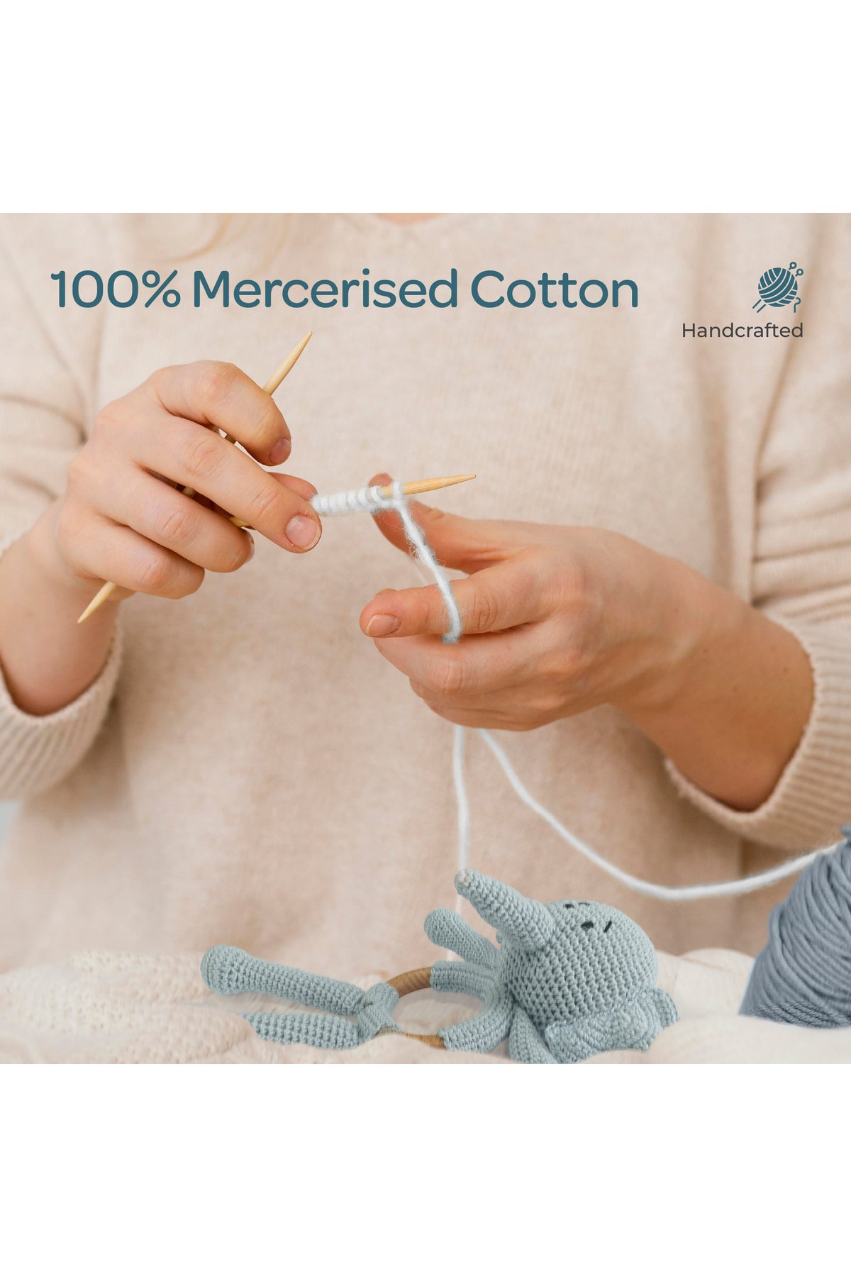 MOON Handcrafted Crochet  Toy with Cuddle Ring-Elephant