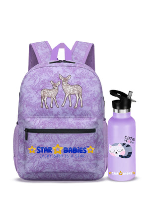 Star Babies Kids Backpack and Insulated Stainless Steel Water Bottle 2-Piece Set – Durable School Bag & Leak-Proof Bottle Bundle for Boys & Girls
