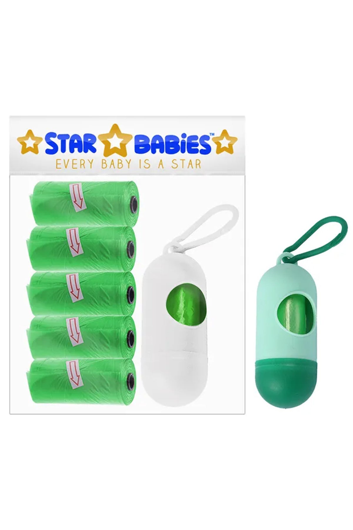 Star Babies - Pack of 5/75 Bags Scented Bag Green & Assorted Dispenser