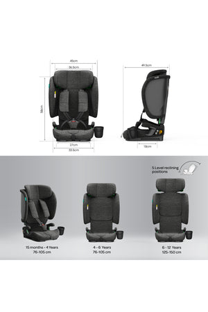 MOON Folda Plus ECE R129 i-Size Foldable  Car Seat -Dark Grey