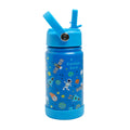 Bamboo Bark Insulated Water Bottle with Straw & Handle – Stainless Steel Double Wall Thermos Flask for Hot & Cold Water, Leak-Proof & Reusable Kids Water Bottle