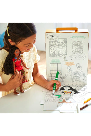 Multiprint Moana House – Creative Stamping & Coloring Set for Kids – Includes 7 Wooden Stamps, Washable Ink, 7 Markers, Drawing Book & More – Made in Italy