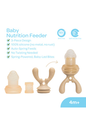 Moon  Baby Fruit Feeder Teether | Silicone Pacifier for Infants & Toddlers | BPA-Free Snack Holder,Chewing Trainer- Beige