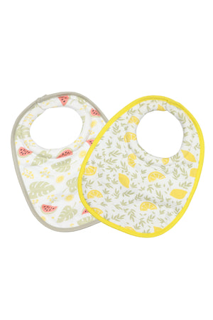 MOON Organic Baby Bibs 2 Pack -- Lemon & Melon Print