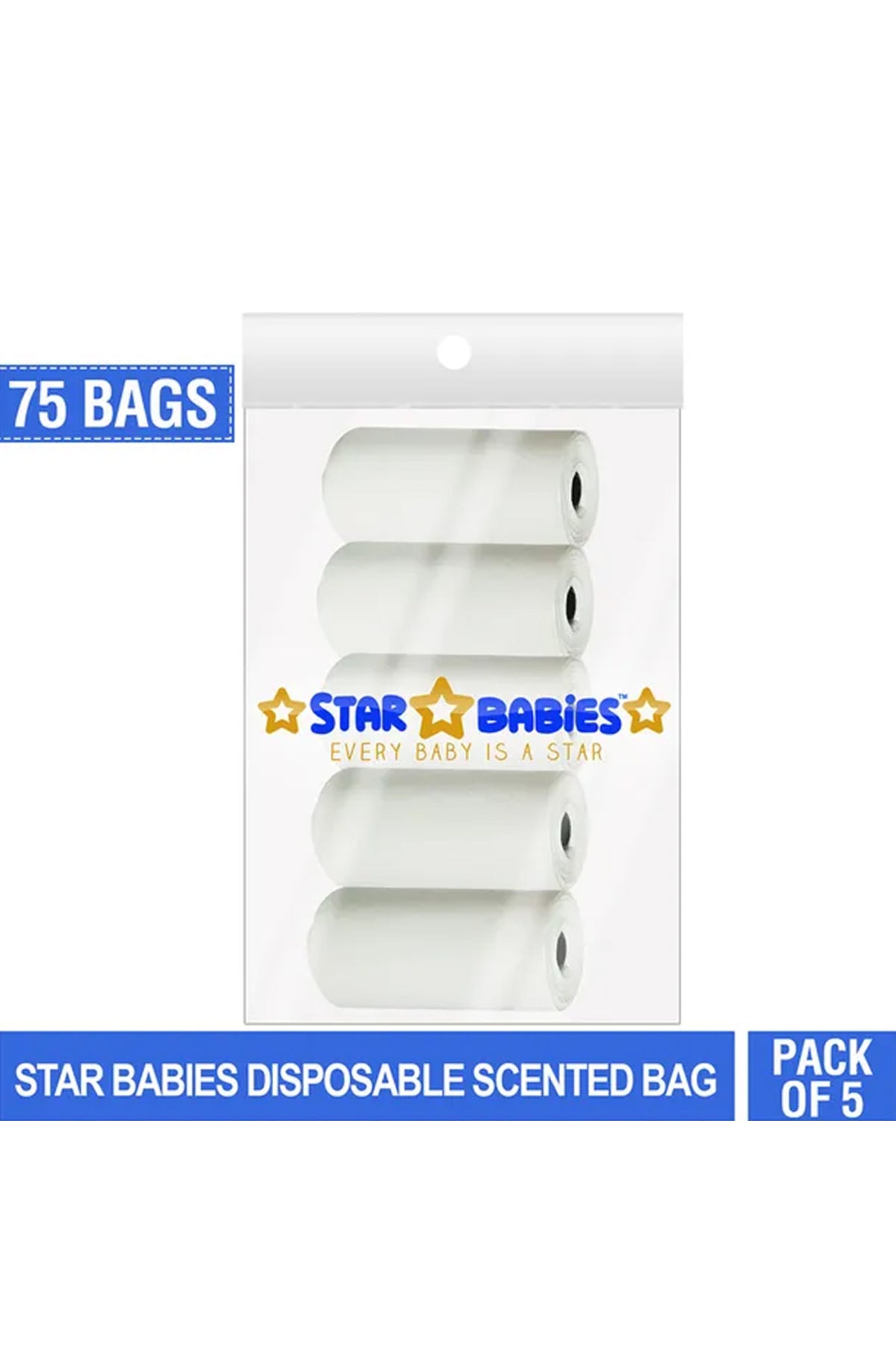 Star Babies - Scented Nappy Bag Pack of 5/75 Bags - White