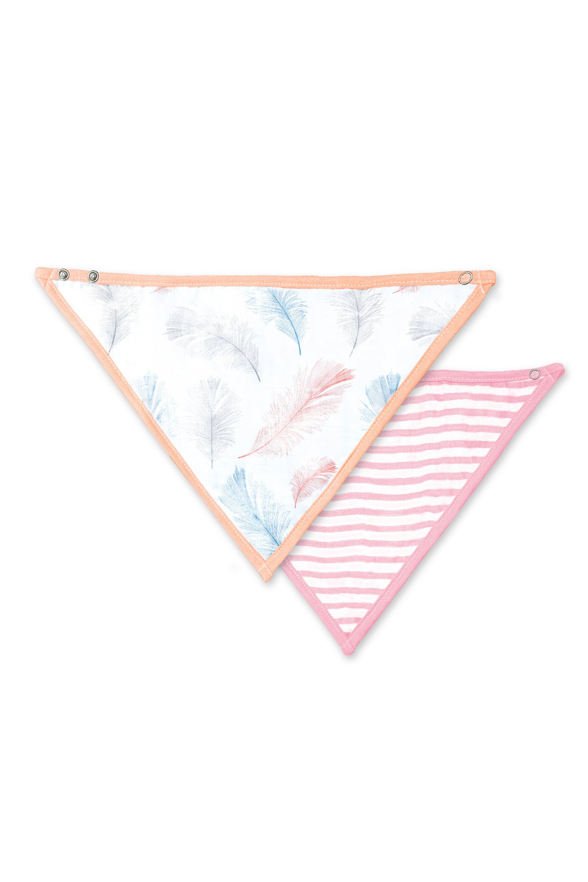 MOON Organic Muslin Bibs. ( PK -2)Feather & pink stripes