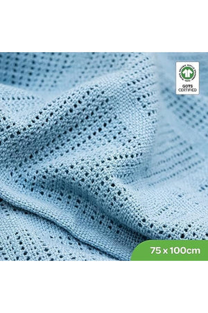 MOON Organic Cellular Blanket 75 X 100 cm – for 0 Months+ -Blue
