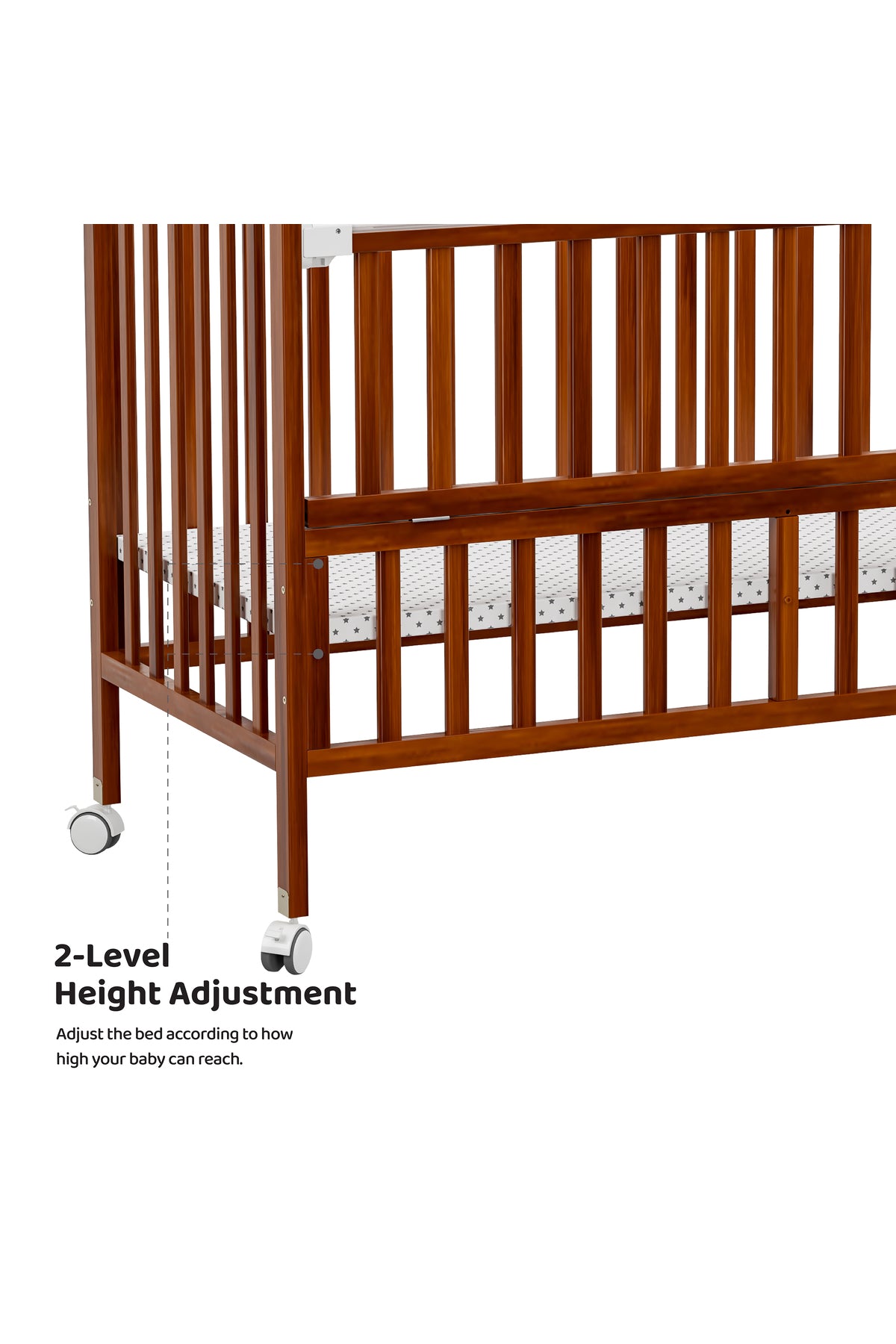 MOON Wooden Portable crib(129X69X96 cm) -Brown