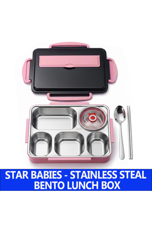 Star Babies - Stainless Steel Bento Lunch Box With 5 Compartments - Pink