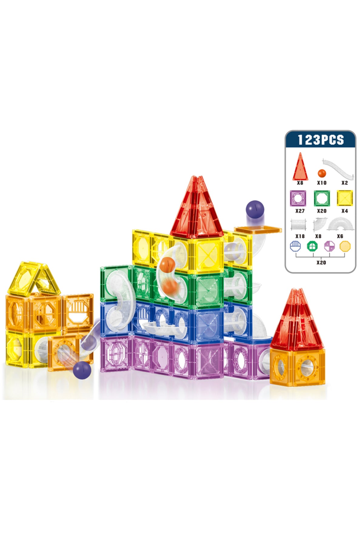 Kikibebe Colored Window Magnet Blocks – 123 Pieces – Multicolor