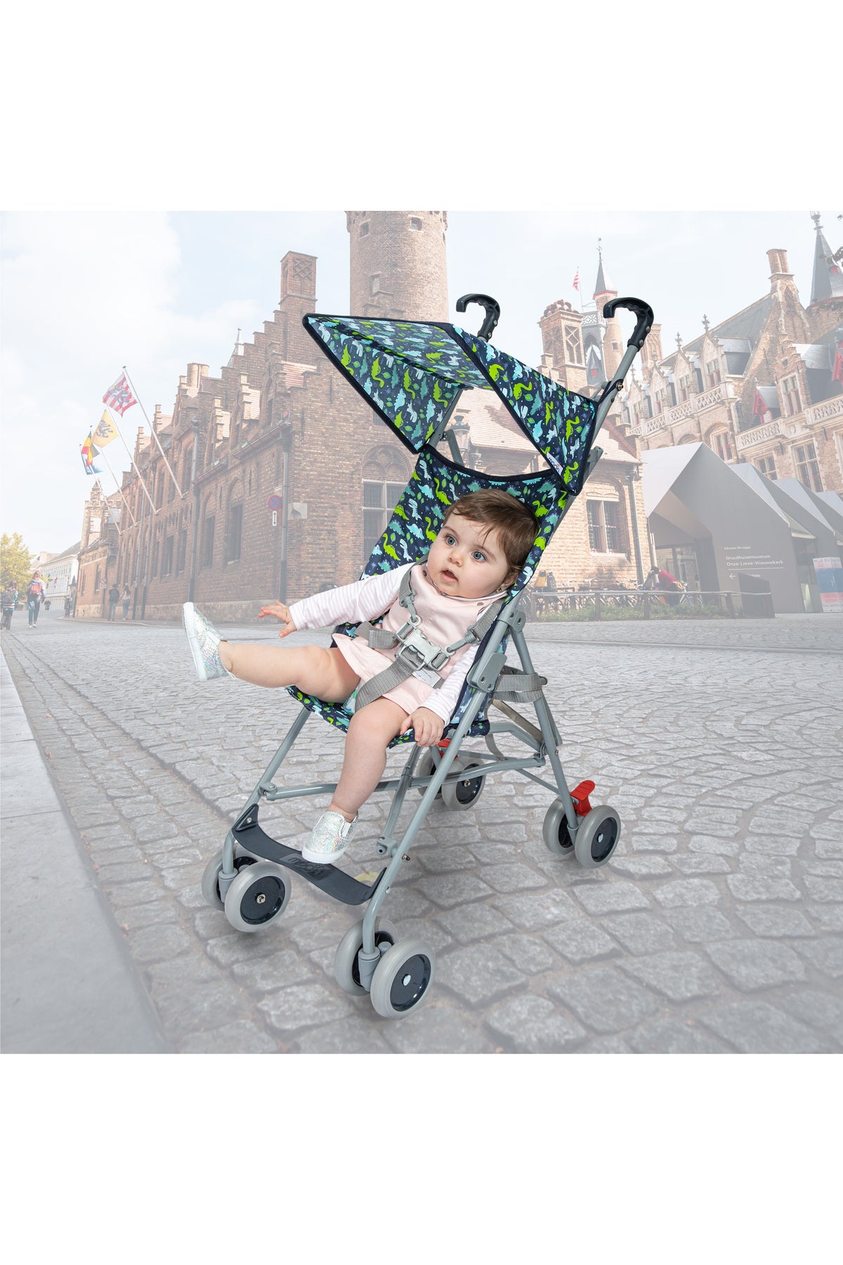 MOON - Jet Ultra Light Weight Fold Buggy Stroller Buggy - Printed Dino