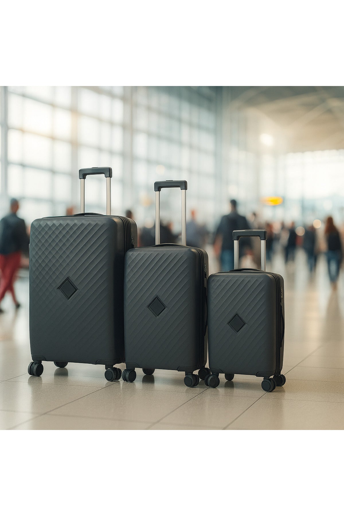 ELITE 3-Piece Hard-Shell Luggage Set (20/24/28) – Lightweight Spinner Suitcase – Dark Grey