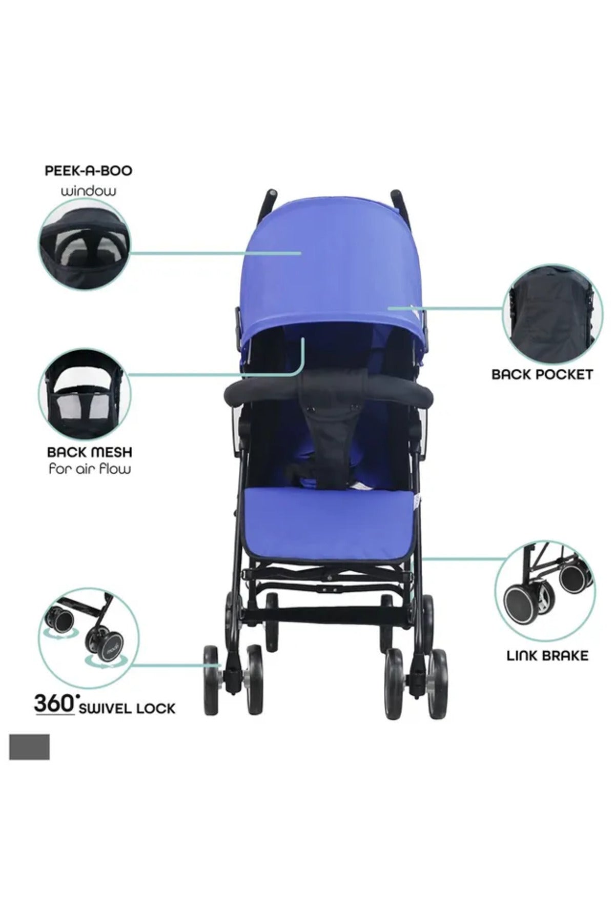 MOON Neo Plus Light Weight Travel Stroller,Royal blue