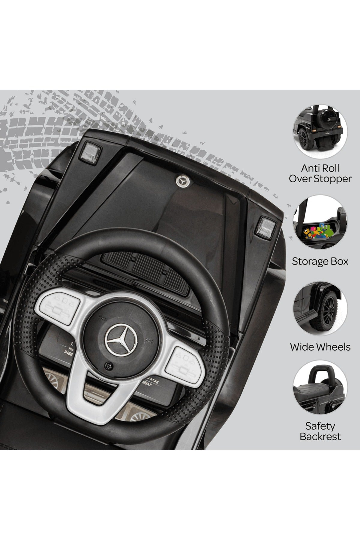 Moon  Licensed Mercedes Ride on Sports Car- for Kids 12–36 Months – Push Car, Foot-to-Floor Ride On – Black