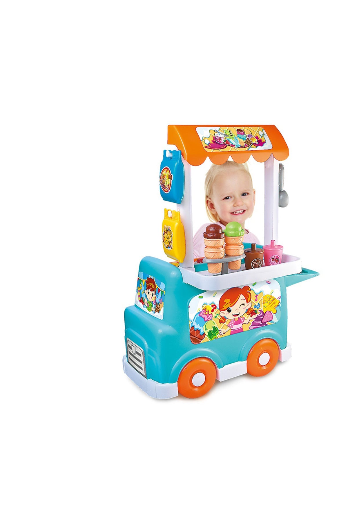 Little Learners Ice-Cream Truck Playset - Interactive Toy with Realistic Sound Effects and 26 Pieces