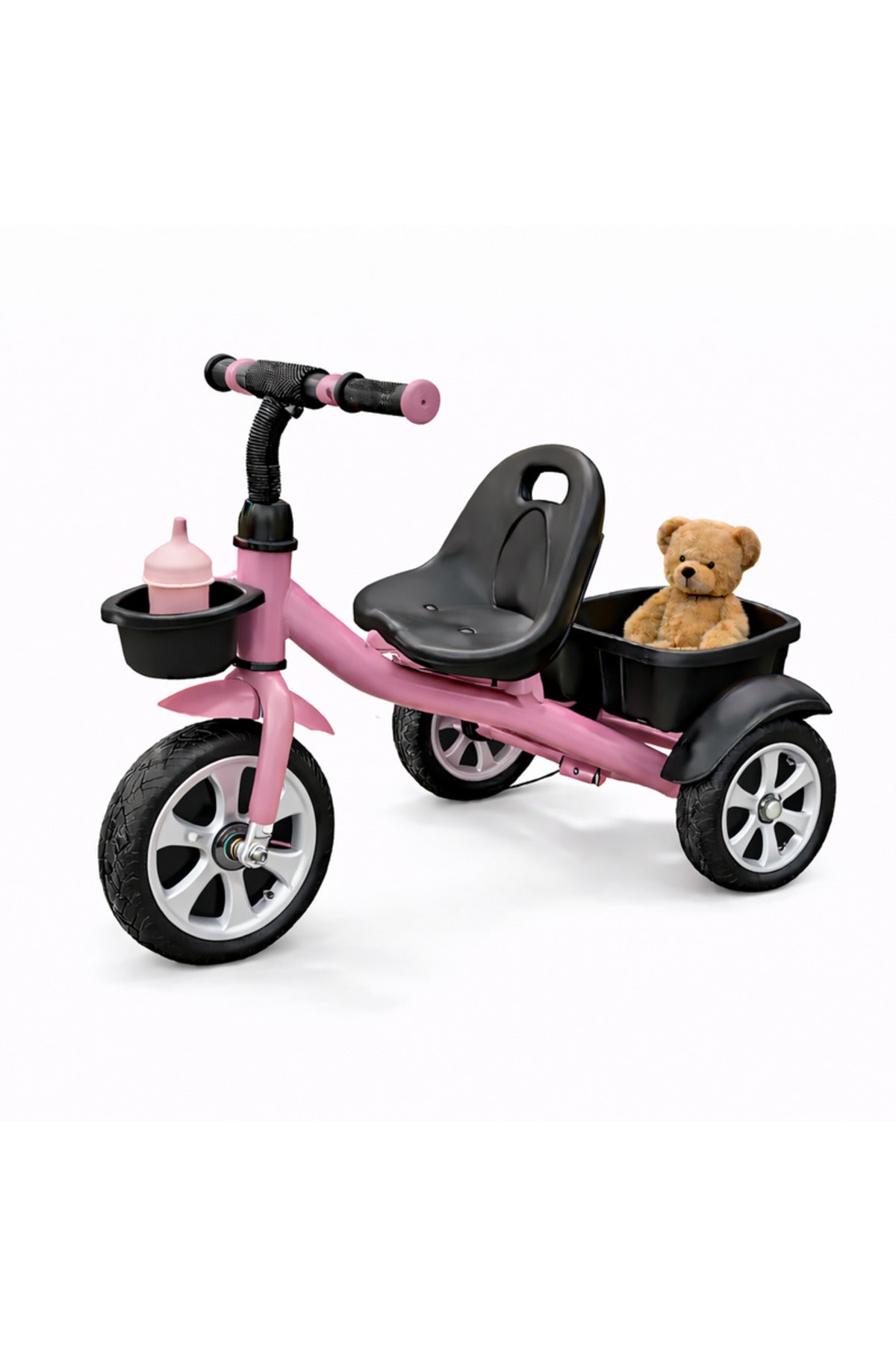 StarMarz Toddler 3-Wheel Tricycle Ride-On Toy with Safety Seat, Cup Holder & Rear Storage Basket - Pink