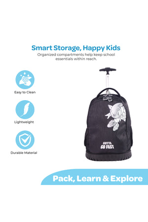 MOON Licensed SONIC  the Hedgehog 3-in-1 Kids Trolley Backpack Set - (18-Inch) Premium Kids School Bag with Lunch Bag & Pencil Case-Black&Grey