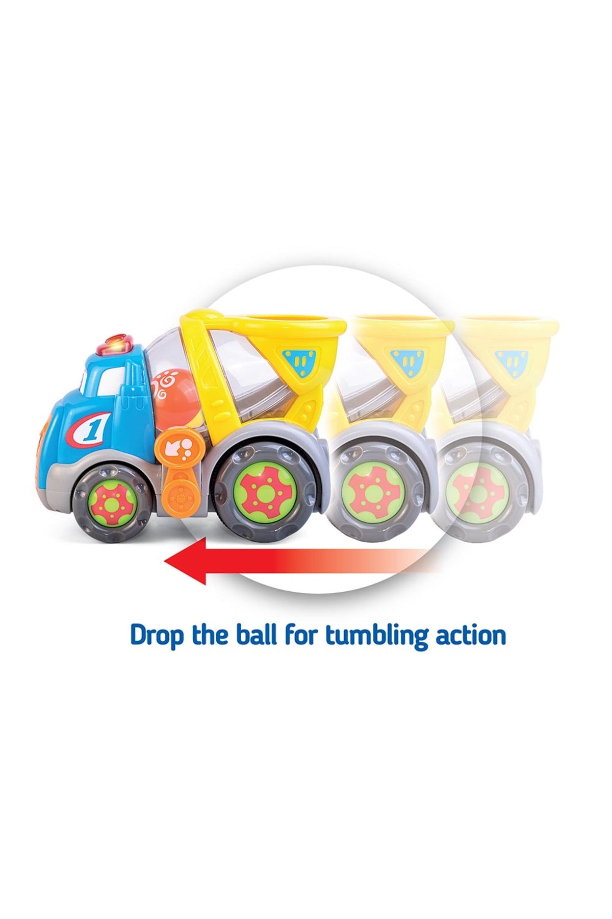 Little Learners Ball Tumblin' Mixer - Lights & Sounds Cement Truck, Tumbling Action, 2 Balls Included, 12M+