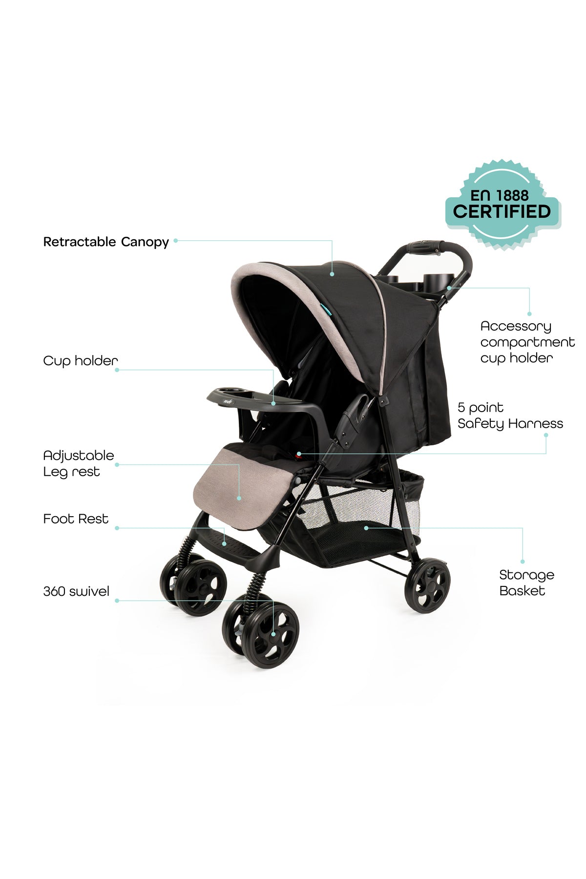 MOON Metro Urban Baby Stroller -Black