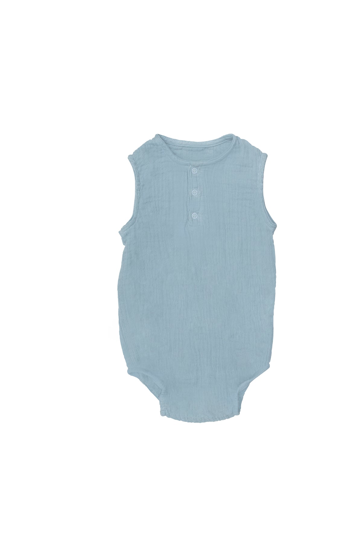 MOON Organic Crinkle Muslin Onesie (18-24 Months)-Blue