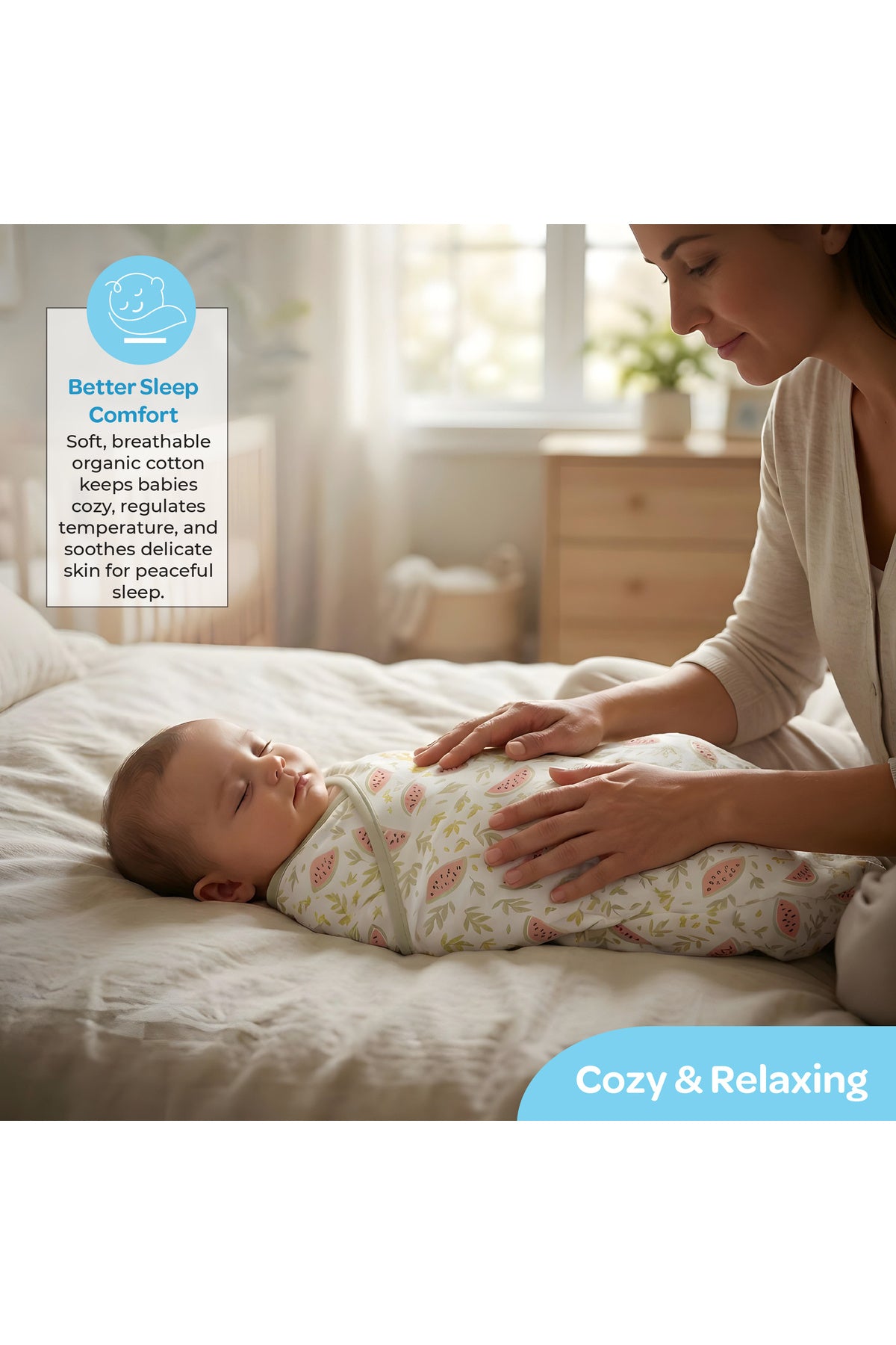 Moon Organic Swaddle Lightweight and Breathable Pack of 1 - Melon