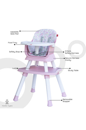 MOON 6 in 1 High Chair - Pink