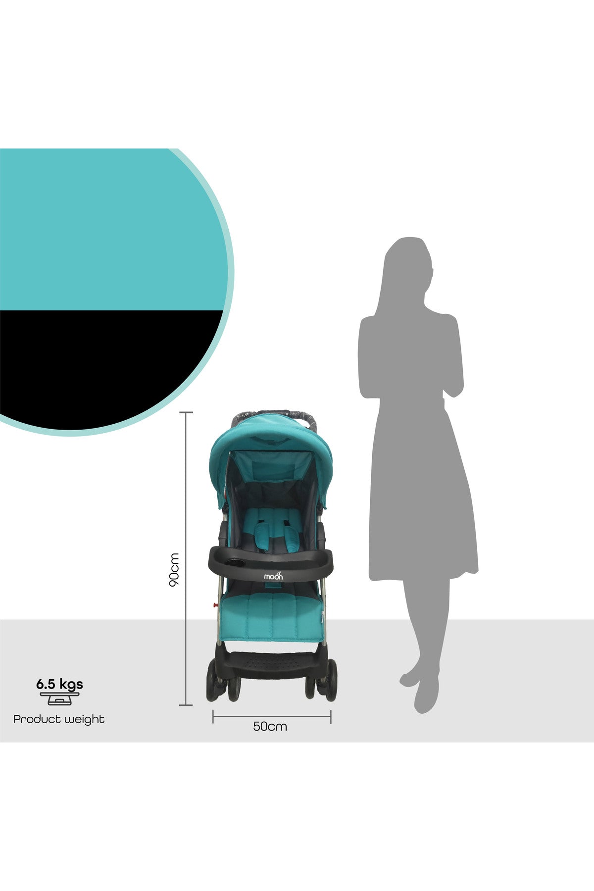 MOON Bezik - One Fold Stroller,Cyan Blue
