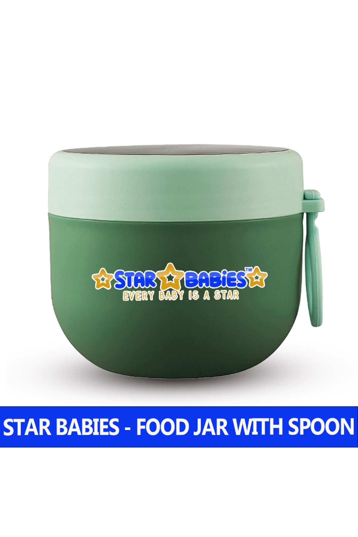 Star Babies - Stainless Steel Food Jar With Spoon - Green
