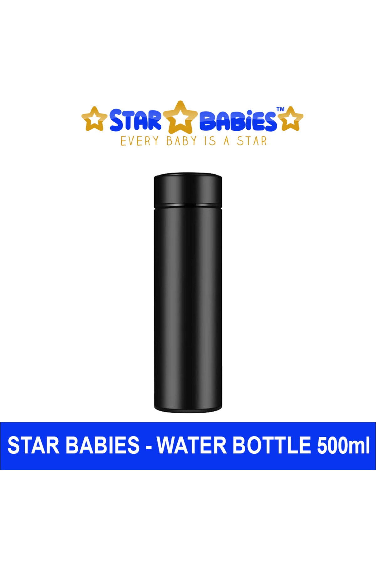 Star Babies - Insulated Stainless Steel Water Bottle - Black - 500ml