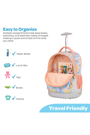MOON  3 in 1 Kids Trolley Set   - (18-Inch) Premium Kids School Bag with Lunch Bag & Pencil Case-Pink