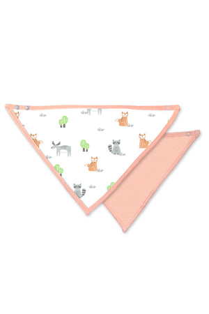 MOON Organic Muslin Bibs. ( PK -2) Forest & peach