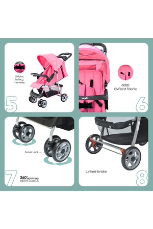 MOON Trek - One Fold Stroller - Pink