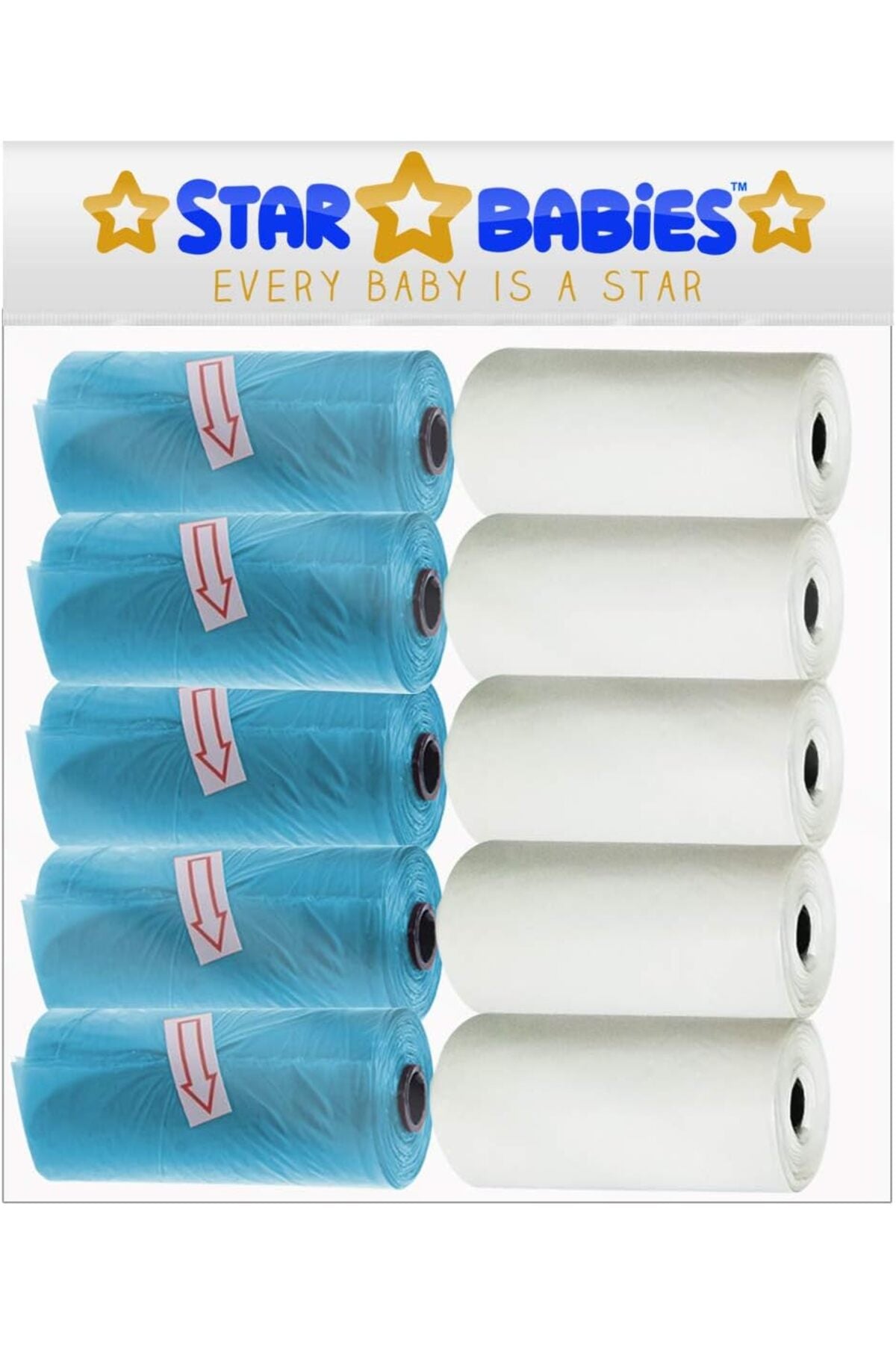 Star Babies Scented Bag Blue/White Pack of 10 (150 bags), 22 x 32cm