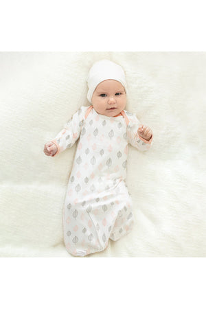 MOON Sleep Gowns- Pack of 2, full sleeves with foldover Cuffs with elastic bottom hem - Orange and Forest Print